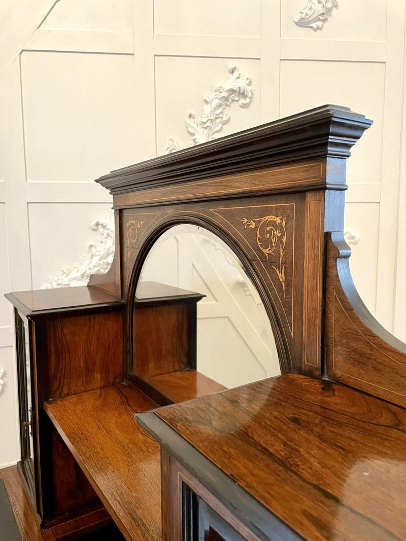 Quality Antique Victorian Inlaid Rosewood Marquetry Writing Desk - Image 7